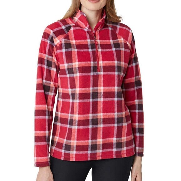 NWT Eddie Bauer Women Long Sleeve Red  1/4  Zip Fleece Pullover / Top, size S - Picture 1 of 6